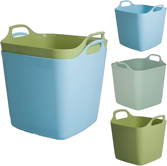 MUSAN Large Square Flexi Tubs - Flexible Handles Storage Container ...
